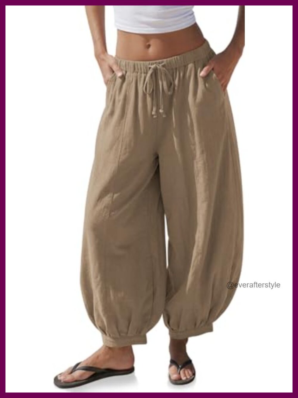 Linen Balloon Pants Wide Leg Harem Palazzo Flowy Baggy Casual